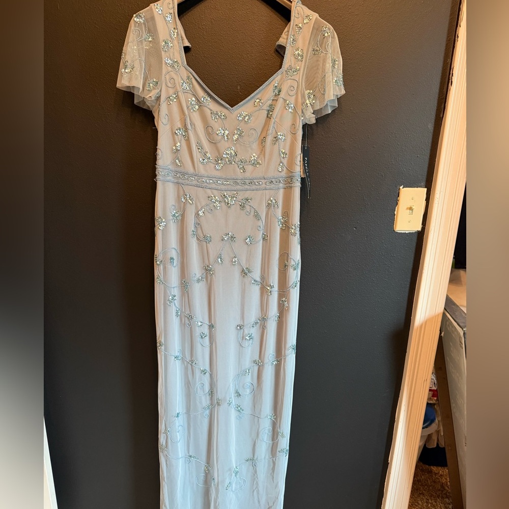 Elegant Blue Embroidered Dress